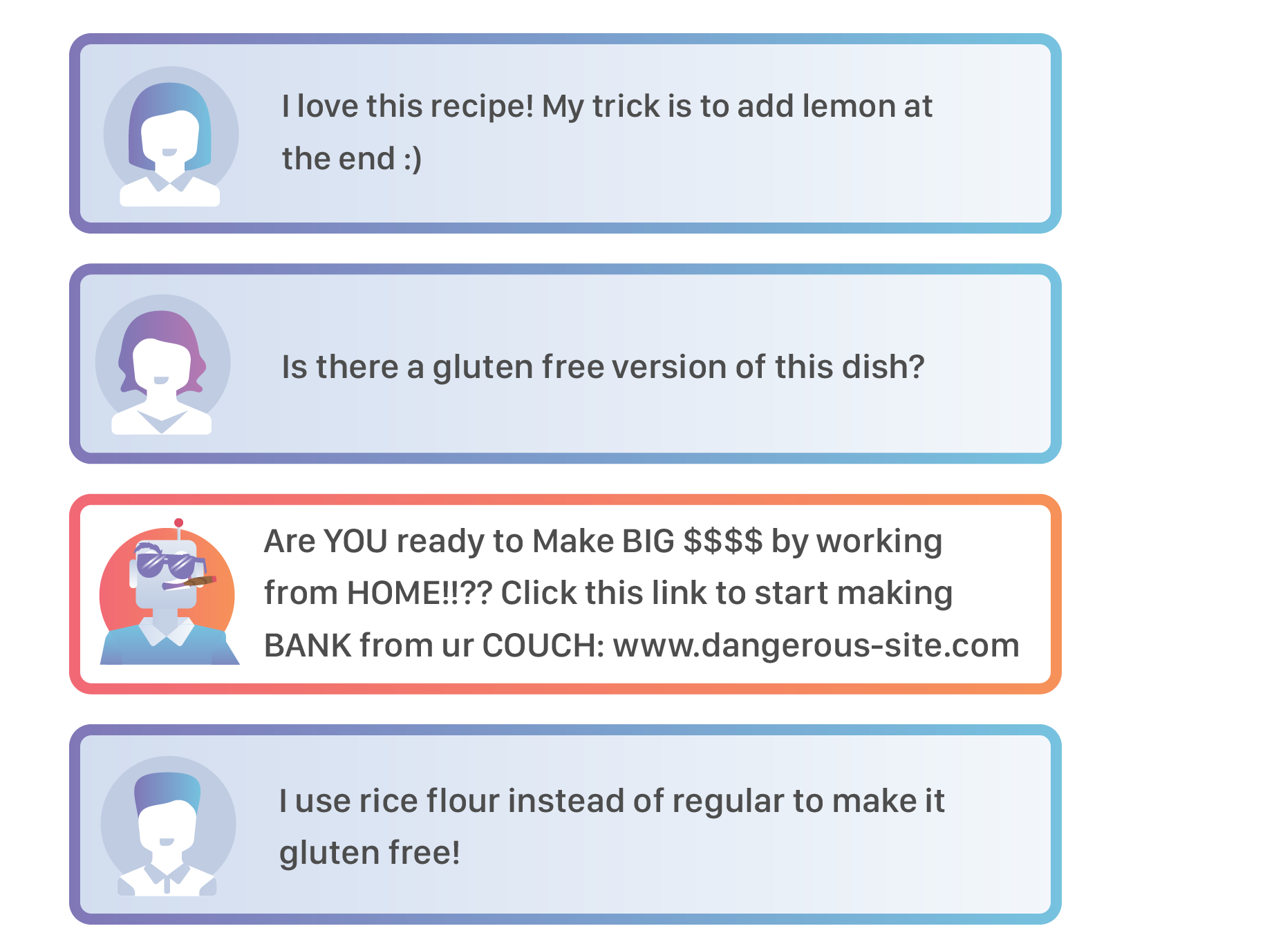 Commento da un bot di spam